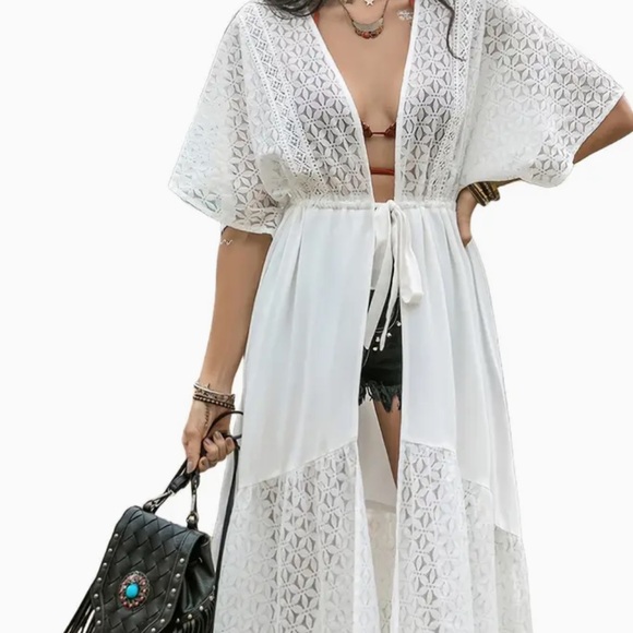 Other - Viscose Duster White Lace Kimono
